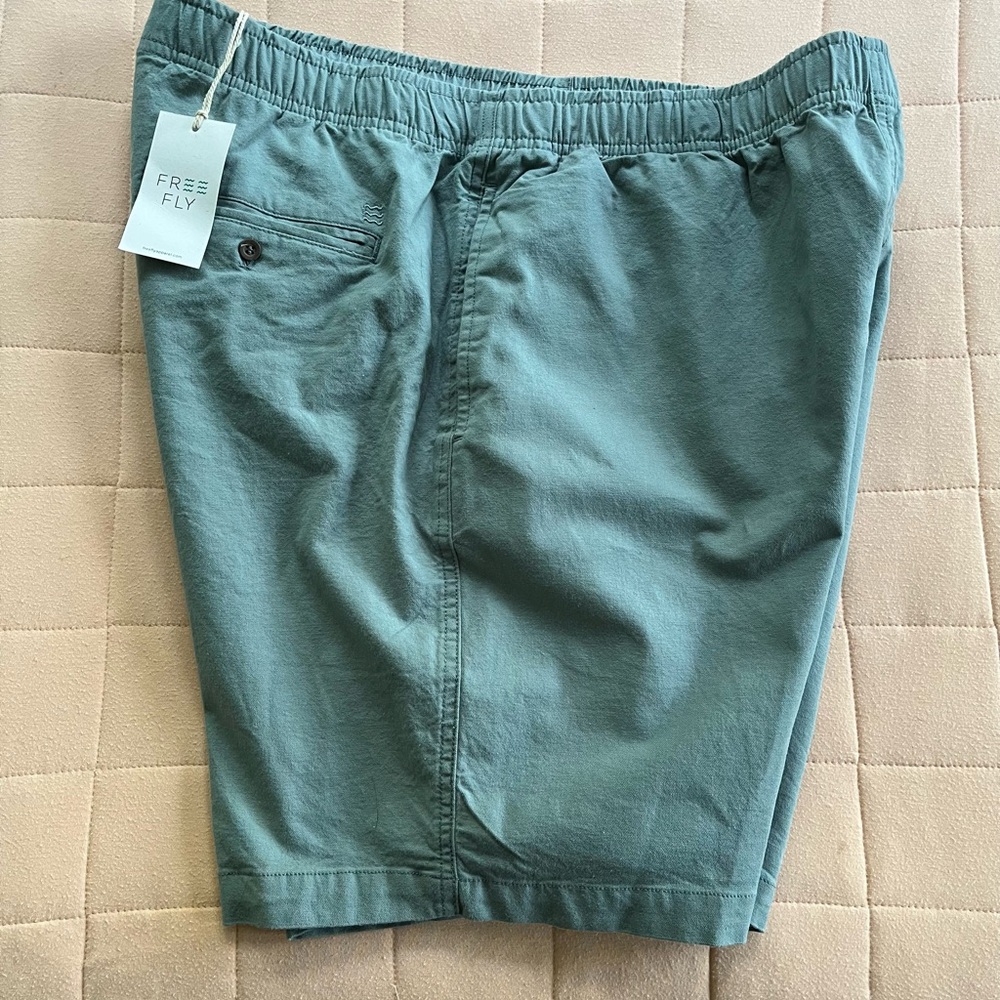 NEW Free Fly Apparel Men’s Stretch Canvas Shorts Shale Green Size XL